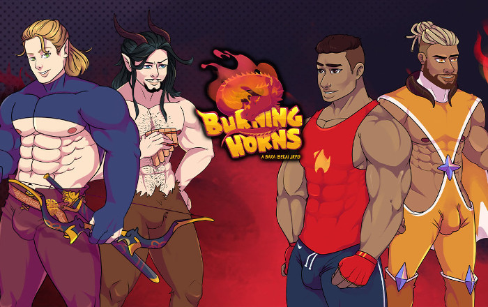 Burning Horns: A Bara Isekai JRPG — game cover artwork